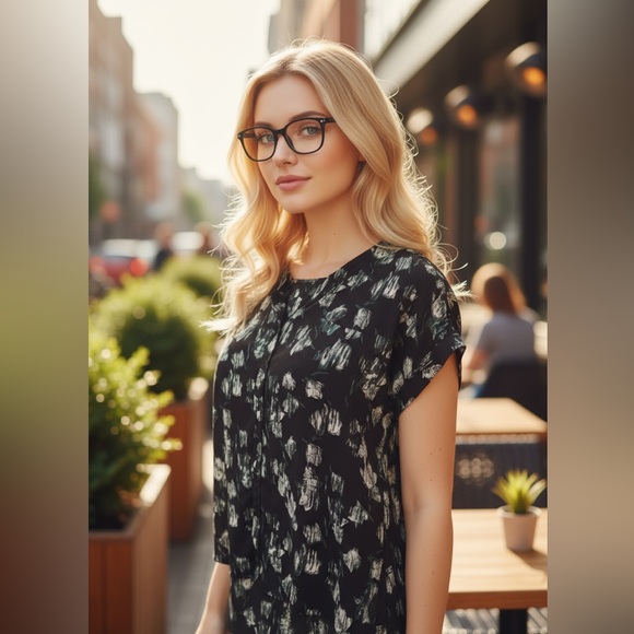 Simply Vera Vera Wang Batik Style Short Sleeve Women’s Blouse. Size Large. - Picture 1 of 5